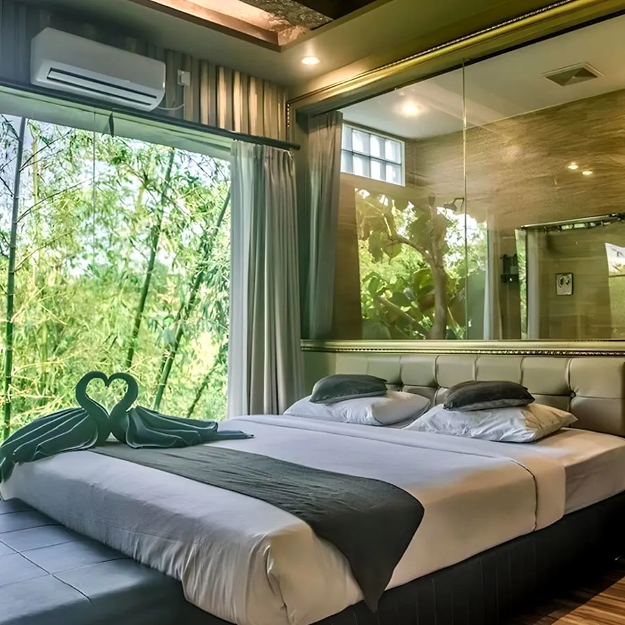 Relaxed tropical room atmosphere